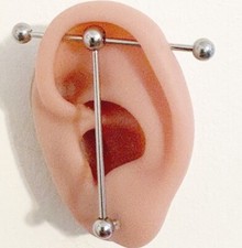 Barbell industrial "T", conecte o lóbulo ao aço cirúrgico industrial 14g. comprar usado  Enviando para Brazil