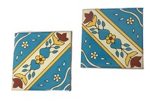 Usado, Azulejos cerâmicos pintados à mão estilo Talavera (2) azul amarelo vermelho floral 6 x 6 comprar usado Usado, Azulejos cerâmicos pintados à mão estilo Talavera (2) azul amarelo vermelho floral 6 x 6 comprar usado  Enviando para Brazil