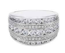 Anel fino de safira branca brilhante simulado design de cinco fileiras com corte redondo 2,05 CT comprar usado  Enviando para Brazil