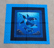 Painel de tecido de algodão azul Cranston 15,5" X 15,5" baleias orcas - um comprar usado  Enviando para Brazil