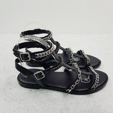 Sandálias sapatos femininos COACH tamanho EUA 7,5 couro preto Haddie Gladiator comprar usado  Enviando para Brazil