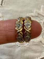 DIAMANT  VÉRITABLE BOUCLES D’OREILLES ANCIENNES OR/ ARGENT, CISELURE na sprzedaż  Wysyłka do Poland