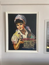 Pintura Country Girl vintage emoldurada reprodução pela artista Eva Holusa comprar usado Pintura Country Girl vintage emoldurada reprodução pela artista Eva Holusa comprar usado  Enviando para Brazil