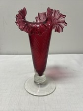 Cranberry ruffled vase for sale  Wetumpka