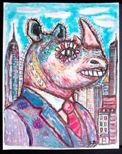 Tableau peinture rhinocéros d'occasion  Meudon