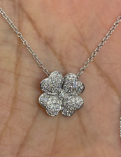 Pingente trevo redondo de quatro folhas de moissanita folheado a ouro branco 14K corrente de 18 pol. 1,50 ct comprar usado  Enviando para Brazil