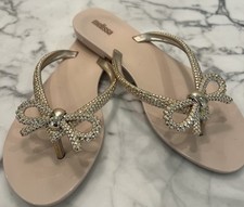 Sandálias estilo tanga champanhe nude MELISSA Harmonic tom dourado laço geléia tamanho 7 comprar usado  Enviando para Brazil
