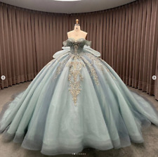 Vestidos de baile Glitter Quinceanera azul princesa frisado com laço doce 15 16 comprar usado  Enviando para Brazil