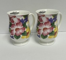 2 canecas de porcelana WREN Mayflower floral Inglaterra rainha Elizabeth ENVIO QE2 chá café comprar usado  Enviando para Brazil
