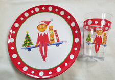 Plato de melamina y vaso de plástico Pottery Barn Kids Boy Elf On The Shelf segunda mano  Embacar hacia Argentina