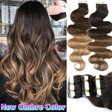 Nova fita colorida Ombre em extensões de cabelo humano Remy real onda corporal brasileira ondulada comprar usado  Enviando para Brazil