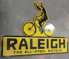 Placa de sinalização vintage porcelana esmalte Raleigh bicicleta de aço 24 x 18 polegadas comprar usado  Enviando para Brazil
