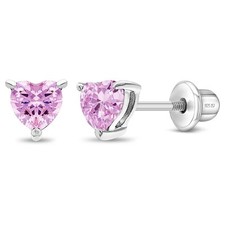 Brincos CZ Heart Solitaire 4mm criança/criança parafuso atrás - Prata esterlina comprar usado  Enviando para Brazil
