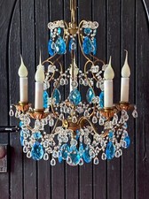 LUSTRE VINTAGE GAIOLA ITALIANA COM MIÇANGAS PRISMAS AQUÁTICOS 5 LEVES comprar usado  Enviando para Brazil