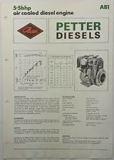 Folha de especificações Petter original para motor estacionário diesel refrigerado a ar AB1 5.5Bhp comprar usado  Enviando para Brazil