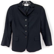 Blazer Akris Punto preto ajustado 4 botões EUA 2 costas 100% lã crepe manga 3/4 comprar usado  Enviando para Brazil