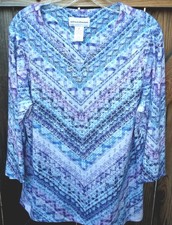 Blusa nova sem etiquetas 💜💙❤️💛💚alfred dunner💥 montana sky enfeitada com estampa Chevron M, usado comprar usado  Enviando para Brazil