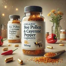 Usado, Cápsulas orgânicas de pólen de abelha e pimenta caiena – 1000mg comprar usado  Enviando para Brazil