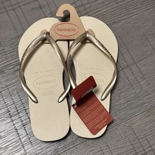 Sandálias chinelos Havaianas slim metálico estanho 7/8 EUA - 39/40 EUR, usado comprar usado  Enviando para Brazil