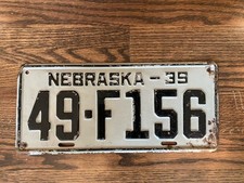Nebraska 1939 license for sale  Sunset