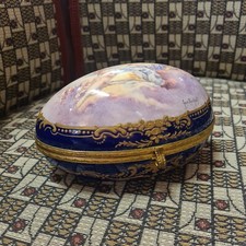 Caixa de cômoda estilo rococó francês porcelana cobalto forma de ovo do século XIX em estilo Sèvres comprar usado  Enviando para Brazil