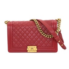 Usado, Bolsa de ombro CHANEL BOY CHANEL grande corrente couro vermelha A92193 90287665 comprar usado  Enviando para Brazil