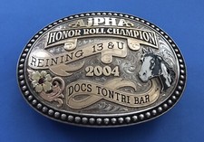 Fivela de cinto AJPHA American Jr pintura cavalo essência ouro esterlina 10K campeão troféu comprar usado  Enviando para Brazil