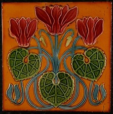 Azulejo Art Nouveau original C 1900 La Majolique vazio BÉLGICA comprar usado  Enviando para Brazil
