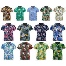 Camisas infantis masculinas blusa de férias com botão gola virada casual praia Luau comprar usado  Enviando para Brazil