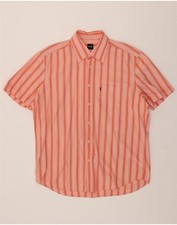 Camisa masculina manga curta HUGO BOSS listrada rosa algodão CR03 comprar usado  Enviando para Brazil