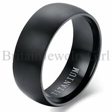 Aliança de noivado de casamento masculina de aço titânio preto 8 mm # 6-14 alta polida comprar usado  Enviando para Brazil