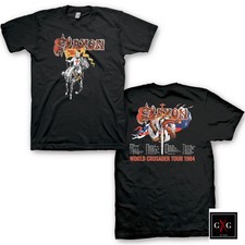 CAMISA OFICIAL SAXON cd cvr WORLD CRUSADER TOUR 1984 2X novas rodas de aço comprar usado  Enviando para Brazil