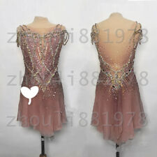 Vestido de patinaje figura para mujeres/niñas vestido de patinaje sobre hielo Spandex teñido rosa segunda mano  Embacar hacia Mexico