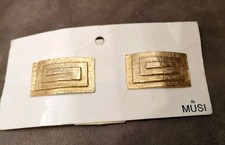 Clipes de sapato vintage de metal texturizado Musi 2"X 1" design de fivela retangular Goldton comprar usado  Enviando para Brazil