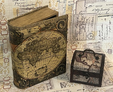 Conjunto - Livro compartimento escondido e pequeno baú do tesouro - Decoração de mapas do velho mundo comprar usado Conjunto - Livro compartimento escondido e pequeno baú do tesouro - Decoração de mapas do velho mundo comprar usado  Enviando para Brazil