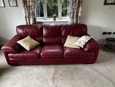 Red leather seater for sale  NEWMARKET