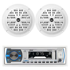 Rádio estéreo Pyle PLMRB29W barco marinho USB SD AUX com par de alto-falantes brancos comprar usado  Enviando para Brazil