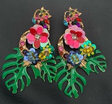 Usado, Brincos grandes coloridos florais tropicais Blingy comprar usado  Enviando para Brazil