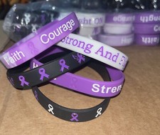 80 ct 5 estilos diferentes - Pulseiras de silicone para conscientização do câncer - Fita roxa comprar usado  Enviando para Brazil