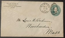Capa envelope 1882 Whittier Machine Co enviada Boston para Winchendon Mass. 3 centavos, usado comprar usado  Enviando para Brazil