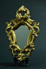 Espelho antigo pequeno de salão em madeira dourada com volute Fleur De Lys 1900 Openwork comprar usado  Enviando para Brazil