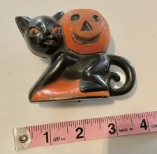 Gato preto vintage de plástico rígido com abóbora anos 1940-50, usado comprar usado Gato preto vintage de plástico rígido com abóbora anos 1940-50, usado comprar usado  Enviando para Brazil