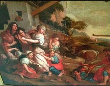 Quadro Dipinto Olio Tela Reintelato  Del 700 Mosè Difende La Figle Di Jetro   comprar usado  Enviando para Brazil