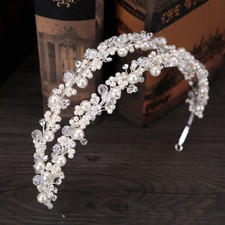 Tiara de contas de cristal pérola concurso de noiva festa de formatura faixa de cabeça de cristal, usado comprar usado  Enviando para Brazil