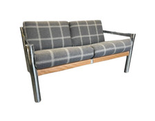 Plaid chrome sofa for sale  Round Top