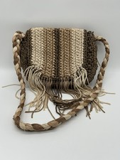 Bolsa de ombro vintage marrom neutra tecida palha feita no Japão com interior de linho comprar usado  Enviando para Brazil