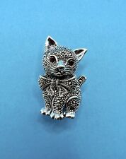 BROO925 - Prata esterlina, broche, marcasita, "gato buceta" com olhos de granada comprar usado  Enviando para Brazil