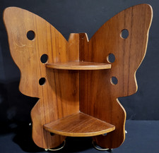 Usado, Prateleira de parede borboleta madeira feita à mão vintage pendurada 2 prateleiras Knick Knack Display 14" comprar usado  Enviando para Brazil
