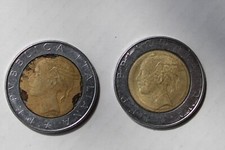 2 monete  da 500 lire bimetalliche con evidenti difetti di conio usato  San Colombano Certenoli