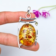 Ámbar Báltico Natural, Colgante Citrino Plata de Ley 925 Hecho a Mano Joyería Regalos segunda mano  Embacar hacia Mexico